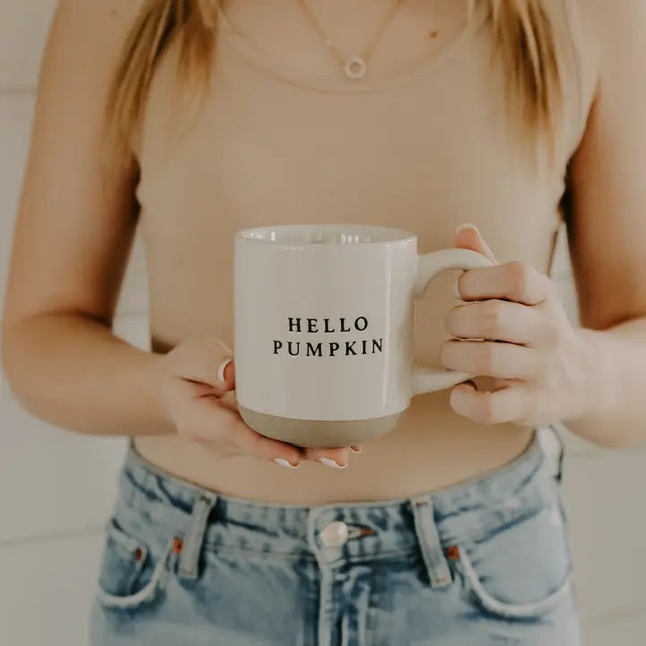 Hello Pumpkin Stoneware Coffee Mug - Fall Home